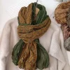 longue bande écharpe pour femme mince crème solaire foulard petit imprimé fleuri plissé châle extérieur coton lin femmes écharpe hiver