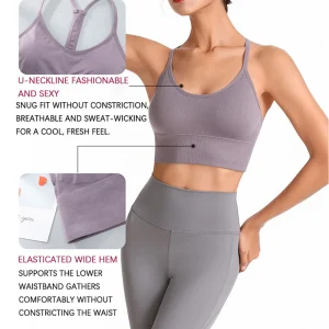 Soutien-gorge de Sport Sexy respirant Anti-transpiration haut de Fitness femmes soutien-gorge de Yoga sans couture antichoc haut court Push Up soutien-gorge de Sport haut d&rsquo;entraînement de gymnastique