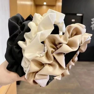 Bandeaux en Satin de couleur unie pour femmes, bandeaux de cheveux à fleurs, bandeau de coiffure pour filles, cerceau, accessoires pour cheveux féminins, couvre-chef