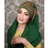 premium mousseline de soie hijabs écharpe miroitant or paillettes perles hijab pour femme musulmane foulard châle enveloppement léger