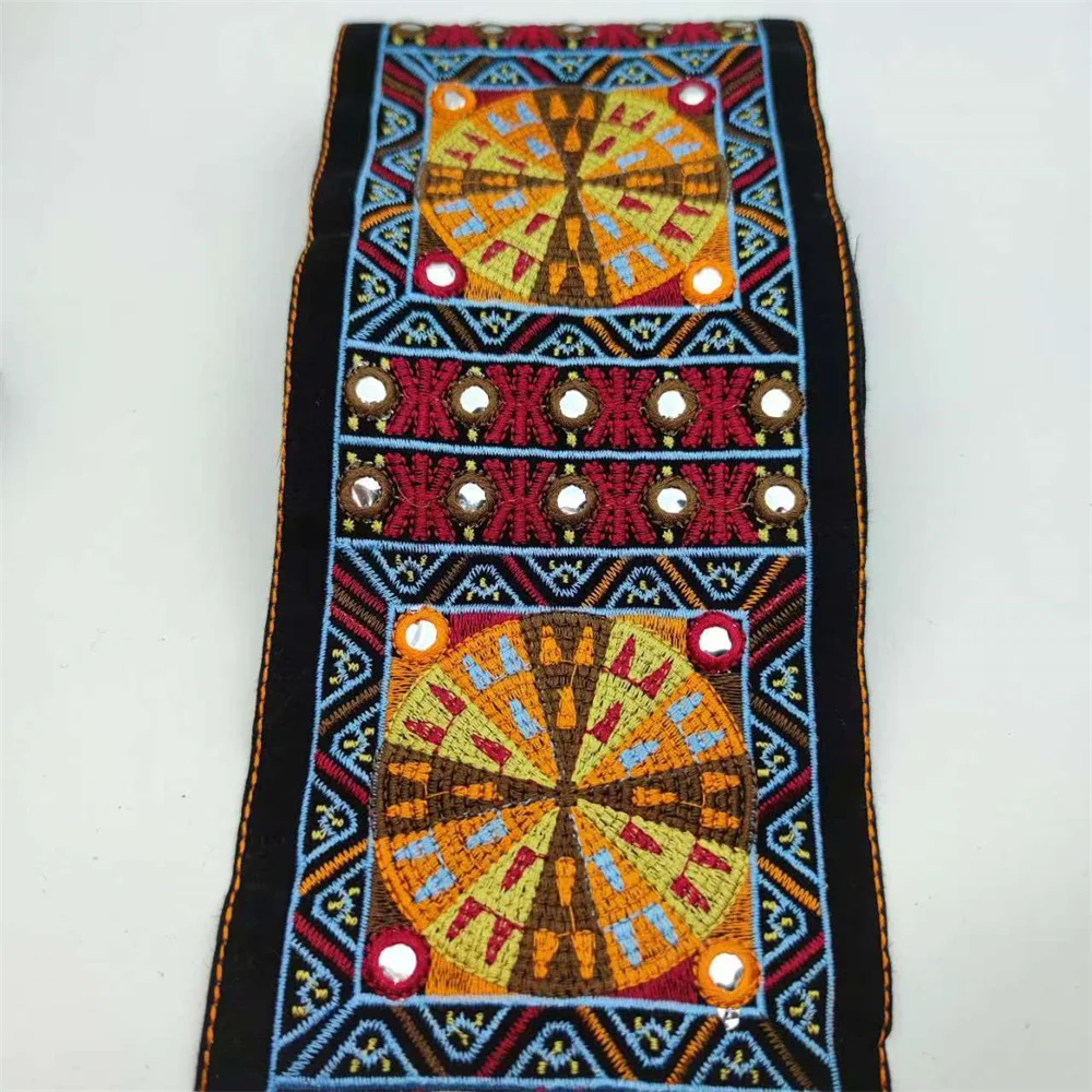 ruban de dentelle brodé, tissu africain, appliques de couture, garniture ronde, chapeau, sac, accessoires vestisens