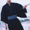 hekoobi kimono traditionnel japonais samouraï pour homme, robe longue d'Été en coton, tenue de bain de style japonais, disponible en noir et bleu marine