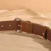 ceinture en cuir pour femmes avec boucle argentée, ceinture de taille décontractée à la mode pour pantalons et robes en jean, ceinture élégante et réglable pour dames