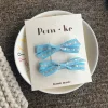 pinces à cheveux en dentelle pour bébé, 2 pièces, couleur bleue, épingles à cheveux à paillettes avec nœud papillon, épingles à cheveux pour enfants, barrettes en perles bb pour filles, accessoires de cheveux