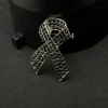 broche de ruban noir en cristal strass, épingle commémorative pour les funérailles de sensibilisation au cancer de mélancome, cancer de la peau du cancer du sein