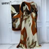 winyi ensemble abaya pour femmes musulmanes, robe africaine, dubaï, col ras du cou, imprimé, kaftan, robe maxi élégante, couvertures de plage