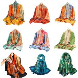 Châle en Satin de soie multicolore pour femmes, enveloppe Hijab, écharpe Pashmina, Turban islamique, Tippet, nouveau Style, étoles, châles, 2024