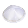 casquette juive blanche de 14cm pour hommes et femmes, ligne dorée brodée, styles musulmans, couvre tête de prière, accessoires de photographie pour fête de festival