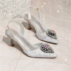 sandales à talons aiguilles élégantes à bout pointu pour femmes, escarpins de luxe en cristal et diamants, talons hauts, chaussures de bal de mariage, zapatos mujer