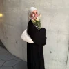 robes musulmanes en mousseline de soie plissée pour femmes, abaya de dubaï modeste, abayas unies, vêtements islamiques de luxe, robe jalabiya turque, caftan