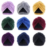 Femmes Double couche Satin doublure extensible Turban chapeau croix à volants chimio casquette de sommeil torsion Bandanas musulman Hijab foulard inde chapeau