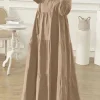 zanzea robe longue abaya pour femme musulmane, manches sulf, couleur unie, volants, vêtement islamique, mode automne