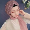 luxe dentelle perles turban casquette dubaï femmes musulmanes fête foulard prêt à porter hijab mode châles bandeau malaisie chapeaux