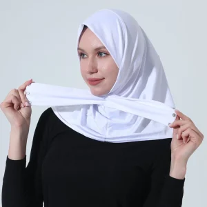Bonnet écharpe de mode musulmane-Hik Simple de couleur unie avec sangle croisée avant, couvre-chef intégré, respirant et Anti-sable