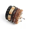 20 pièces bracelets en cuir tressé pour hommes femmes envelopper perles de bois manchette bracelet cordons de chanvre ethnique tribal fait à la main wrap bracelet