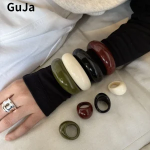 Bijoux modernes en résine de tempérament doux, Bracelets ouverts, bagues pour femmes, cadeaux de fête, accessoires au Design élégant, offre spéciale