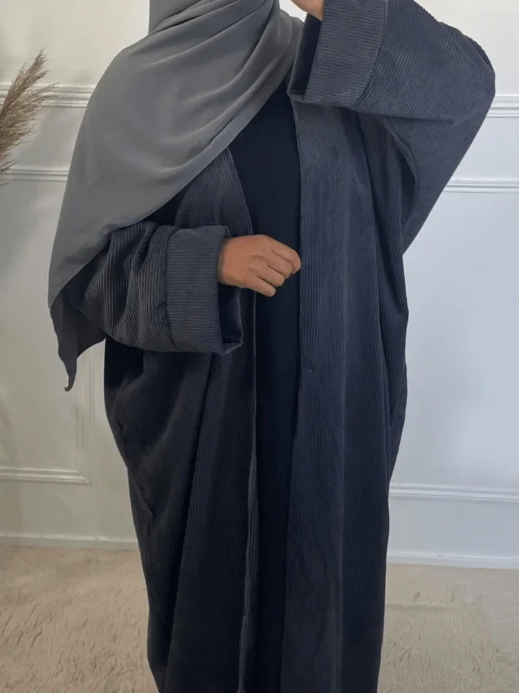 abaya robe longue en velours côtelé pour femmes musulmanes, caftan marocain éducatif, robes de soirée, optique eid, cadigan, dubaï, automne