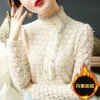 chemise en dentelle pour femme, pulls chauds en peluche sexy, bas en y, chemises françaises pour dames, mode automne et hiver, nouveau, 3xl, 2025