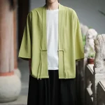 Ensemble de tenue d&rsquo;été de Style chinois, respirant, couleur unie, manches 3/4, bouton de nœud, chemise Kimono Combo, coupe ample, vêtements de Fusion asiatique 5XL