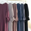 Robe Abaya décontractée pour femmes, robe musulmane, manches larges avec cordon de serrage, fermeture éclair sur le devant, vêtements islamiques Hijabi, Ramadan Eid