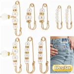 Lot de 8 broches décoratives en perles pour vêtements, épingles de sûreté en perles, épingles à broche en fausses perles pour filles, rallonges de pantalons
