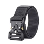 Ceinture tactique à boucle en plastique pour hommes, oreilles dorées, ventilateur militaire multifonctionnel, ceinture en toile, ceinture d&rsquo;entraînement en faux nylon pour l&rsquo;extérieur