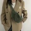 Sacs de ceinture en velours côtelé décontractés pour femmes, sac banane à la mode, sac de taille banane, sac à main de hanche, sac à bandoulière de poitrine, poche