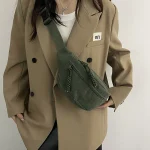 Sacs de ceinture en velours côtelé décontractés pour femmes, sac banane à la mode, sac de taille banane, sac à main de hanche, sac à bandoulière de poitrine, poche