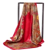 foulard carré en satin pour femmes musulmanes, hijab élégant, imprimé 2025, foulard en soie, châle, bandeau, poignée, accessoires pour cheveux, bandana