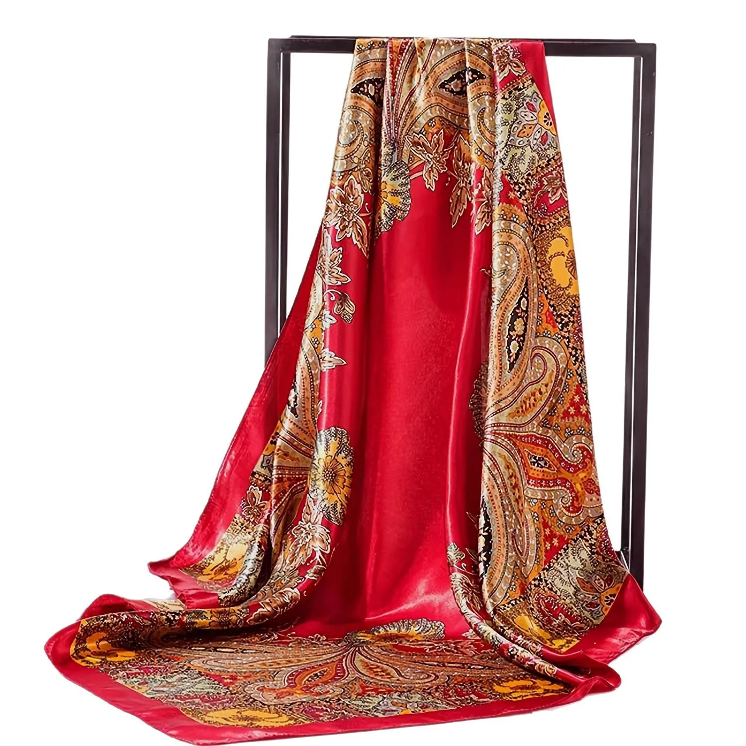 foulard carré en satin pour femmes musulmanes, hijab élégant, imprimé 2025, foulard en soie, châle, bandeau, poignée, accessoires pour cheveux, bandana