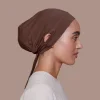 jersey coton musulman sous hijab casquette avec trou d'oreille couleur unie intérieur hijab casquette femme musulman rond front sous écharpe bonnet