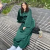 Abayas de luxe pour femmes avec ceinture, vêtements de prière islamique, caftan pour filles, vêtements arabes marocains, vert et noir, 2023
