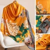 foulard coréen luxe foulard en soie élégant motif lotus en mousseline de soie châle enveloppement impression doux femmes hijab châles femme