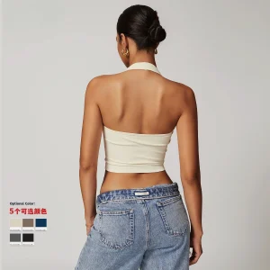 Soutien-gorge respirant pour le cou et le dos, soutien-gorge de sport sans couture, haut de fitness antichoc d&rsquo;été pour femmes