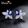 Halaile S925 argent Sterling Zircon bijoux haute teneur en carbone diamant polychrome boucles d&rsquo;oreilles à la mode bijoux fins femmes cadeau élégant