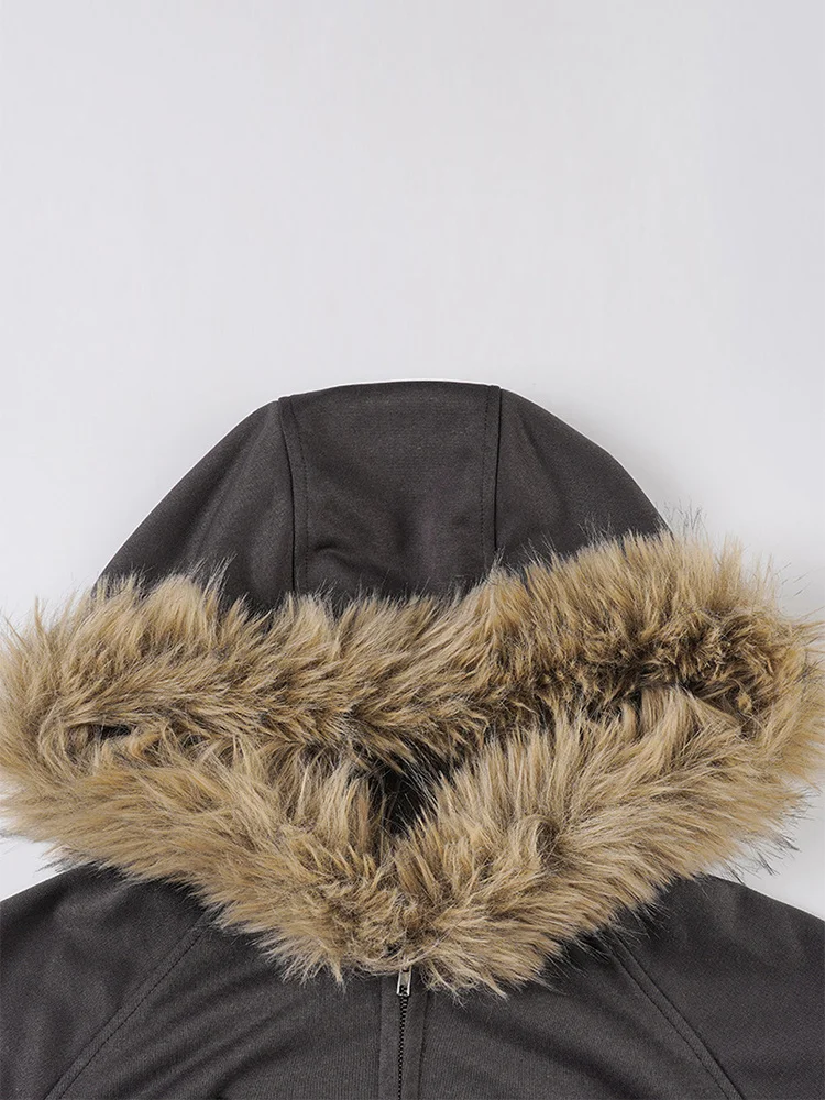 veste à capuche patchwork pour femme, manteau court avec fermeture éclair à la taille, à la mode, polyvalent, de rue, nouvelle collection automne hiver