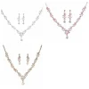ensembles de bijoux de mariée en strass, doré brillant, exquis, esthétique, réglable, collier, boucles d'oreilles, fête d'anniversaire