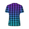 t shirt de sport à carreaux pour hommes, t shirts d'été à col rond, motif streetwear, bleu, violet, ombré, noir, mode, cadeau y