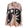 ensemble luxueux en satin de soie, mode baroque, pantalon à jambes larges, chemise, ensemble deux pièces, simulation haut de gamme, élégant, tendance, tenue pour femmes