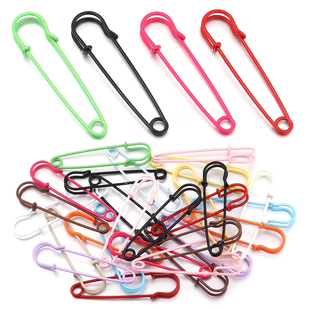Épingles de sûreté 64x15mm, 10 pièces/lot, broche colorée en métal et fer, épingles à coudre pour la fabrication de bijoux, attaches pour vêtements, accessoires de décoration