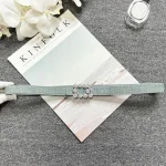 Ceinture bleue en denim avec boucle en strass et perles, ceinture en cuir décorative en denim vintage, ceinture pour pantalon fin à boucle en diamant argenté