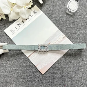 Ceinture bleue en denim avec boucle en strass et perles, ceinture en cuir décorative en denim vintage, ceinture pour pantalon fin à boucle en diamant argenté