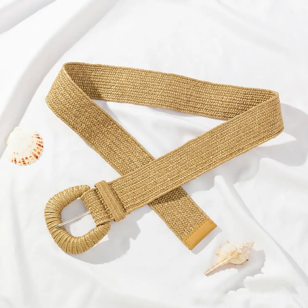 Ceinture élastique en paille PP tissée en herbe, larges ceintures tressées, utiles, décor à la mode, bandes Vintage pour femmes