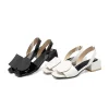 noir blanc sandales femmes chaussures été talons carrés sans lacet bureau dames chaussures personnalisé en cuir verni sandalias mujeres wsh3893