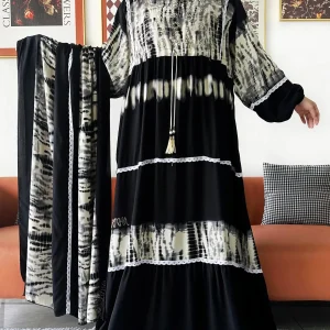 Abaya – robe d&rsquo;automne en coton à manches longues pour femmes, Design de haute qualité, dubaï, avec grande écharpe, Boubou Maxi, robe africaine pour femmes