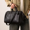 week end en plein air fait à la main de luxe en cuir véritable hommes sac à bandoulière noir mode décontracté concepteur en cuir de vache grand sac à main noir
