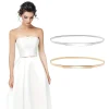 Ceintures élastiques en chaîne dorée pour femmes, taille en métal argenté, feuille extensible, ceinture dorée, jupe habillée, Riem SKinnny
