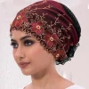Strass broderie femmes tête Turban musulman femme chapeau Cancer chimio casquette africaine bandeau Bonnet