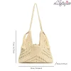 sacs de paille boho pour femmes, avec cordon de serrage, sac de plage en tricot, couleur unie, sac à main de vacances, grande capacité, sac à main tissé d'été