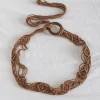 ceinture ethnique pour femmes, corde cirée de style bohème, nœud tressé, perles en bois faites à la main, corde de taille exquise